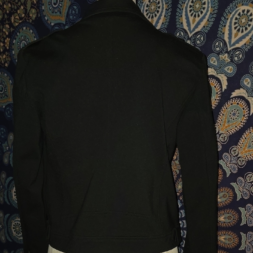 Black Zippered Biker Look Jacket, Sz Med - Picture 4 of 7